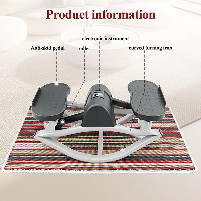 Rock Stepper, Side to Side Rocker Stepper Machine, Low-Impact Lateral Steppers for Knees and Joints, U-Shaped Rock Stepper Machine for Home Workout