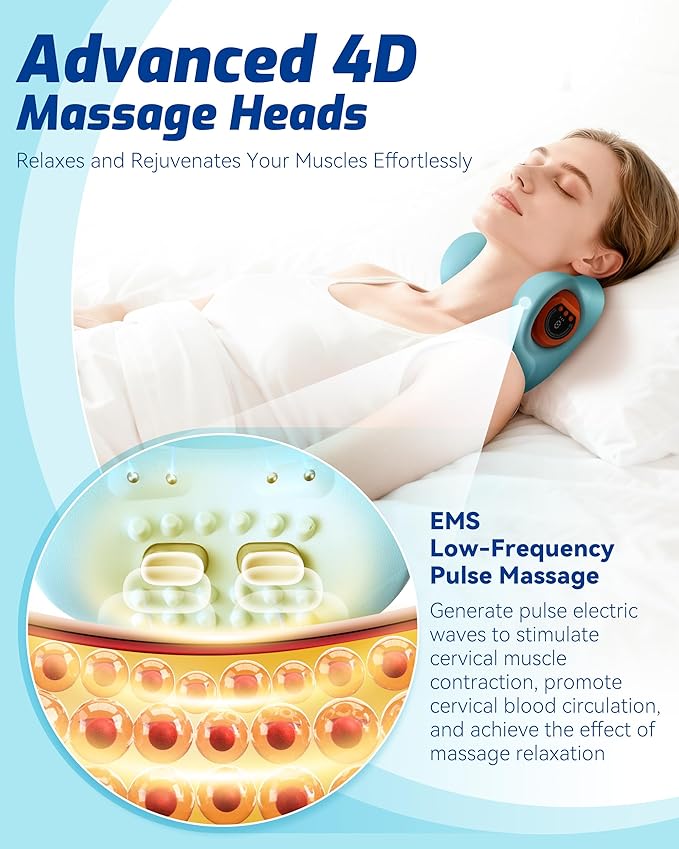 Neck Massager 2025, New Upgrade 26° Angle Neck Massager Pillow with Heat, 3 Modes and Multi-Directional Stretch, 3 in 1 Neck Stretcher Cervical Traction Device - Neck & Shoulder Relief(1PCS)