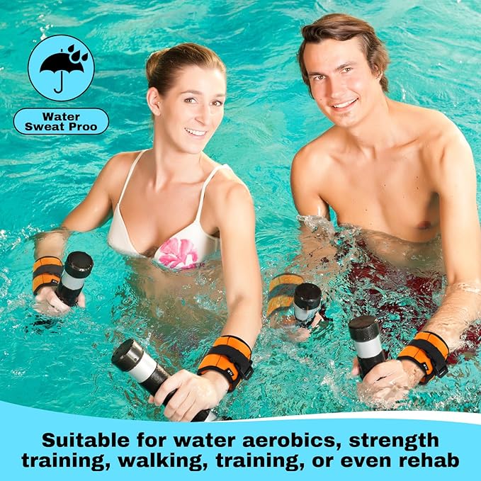 2 Pairs Ankle Wrist Weights for Land or Aquatic Exercise Aqua Cuffs Aqua Aerobics Fitness Bands for Ankle and Wrist Adjustable Weights for Swimming Pool Workout Equipment