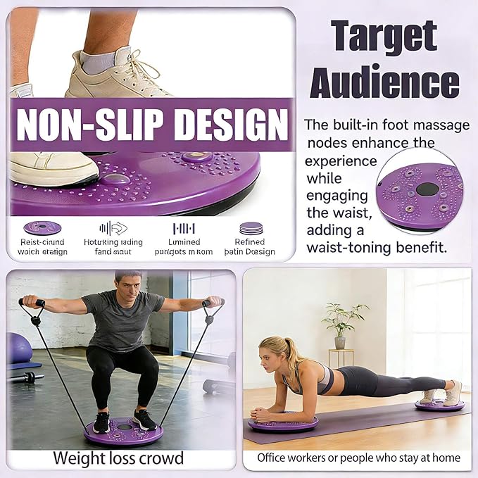 2026 Upgraded Waist Twister Machine, Home Exercise Equipment for Core Strengthening & Ab Training with Adjustable Twist Board, Silent Workout Equipment for Waist Sculpting and Full-Body Toning