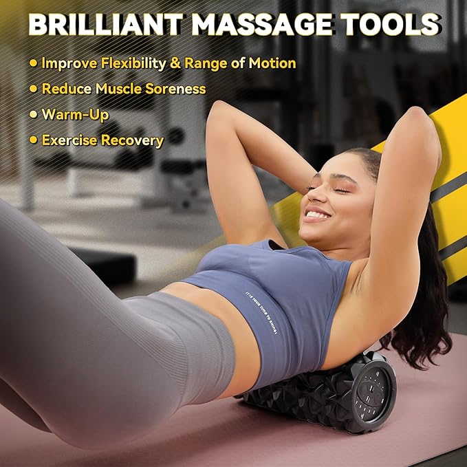 Vibrating Foam Roller, High Density Massage Roller Back Roller Foam for Back Pain Relief & Muscle Recovery and Physical Therapy, 5-Speed Rechargeable Exercise Roller, 2 Modes