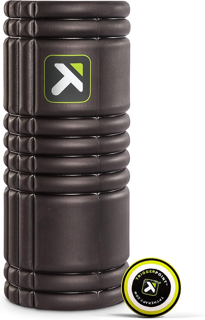 TriggerPoint Grid Original Foam Roller Black 13" + MB1 Massage Ball for Healthy Body Muscle Massage