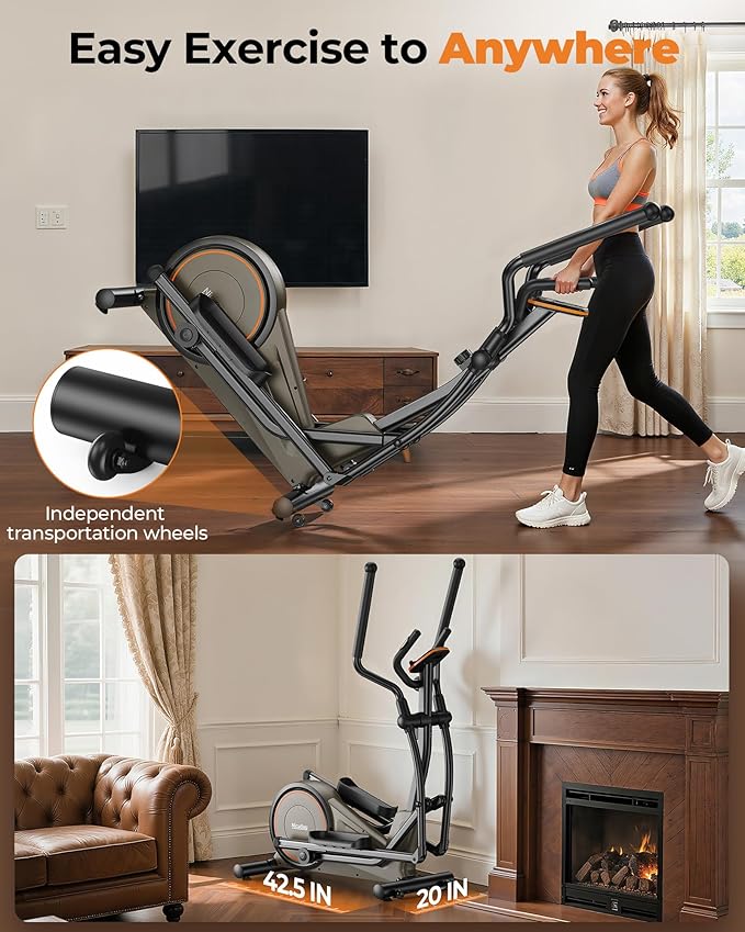 Niceday Elliptical Machine, Elliptical Exercise Machine for Home with Hyper-Quiet Magnetic Driving System, Elliptical Trainer with 15.5IN & 20IN Stride, 16 Resistance Levels, 500LBS Loading Capacity