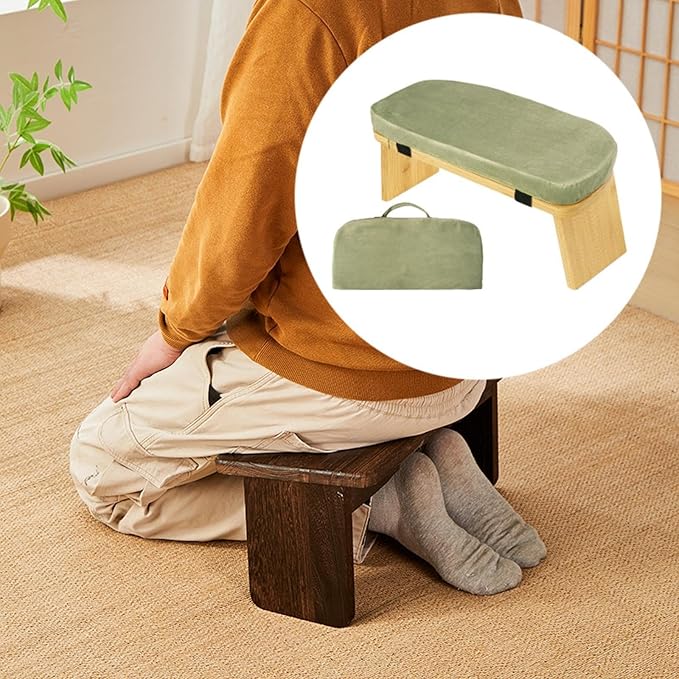 Meditation Bench with Cushion Ergonomic Non Slip Modern Support Kneeling Stool Soft for Indoor Outdoor Leisure Tea Ceremony