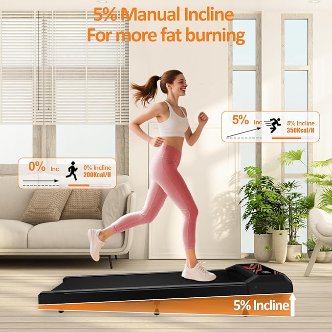 2.5HP Walking Mat with Incline pad,Under Desk Treadmill, Walking Running Pad with Remote, 3 in 1 Low Noise Small Mini Portable Treadmill with Led Screen, Compact Treadmills for Home, 265lbs Capacity