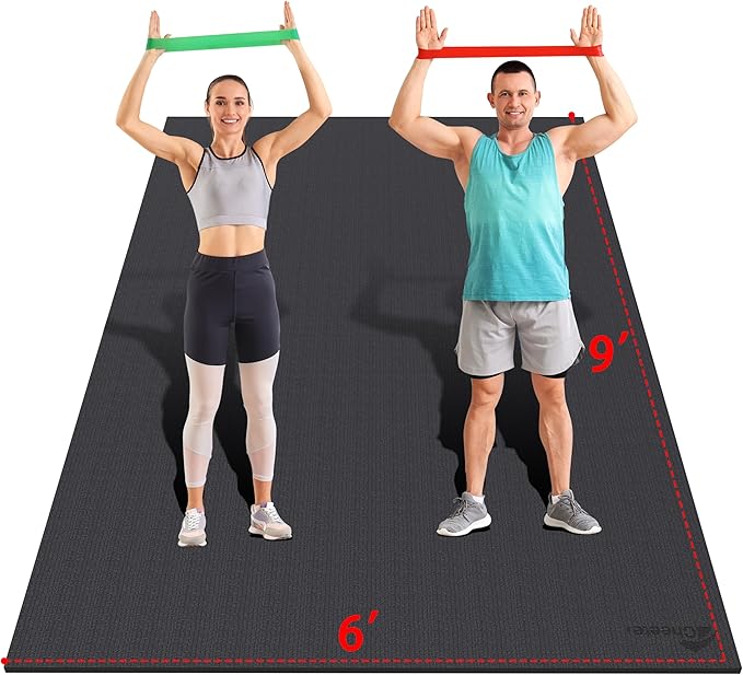 Extra Large Exercise Mat 6'x4'/7'x5'/6'x8'/6'x9'/6'x10'/6'x12'（7mm）, Gym Flooring for Home Gym,Thick Exercise Mats for Home Workout,Non-Slip,Extra Durable,High-Density Gym Mats for Jump Rope,Cardio