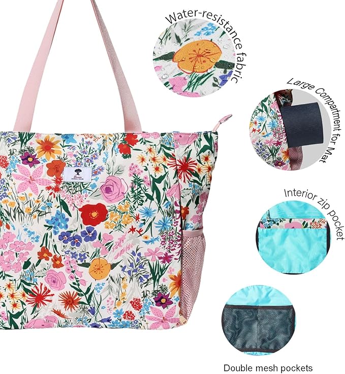 ESVAN Yoga Mat Bag Yoga Tote Carrier Shoulder Bag Carryall Tote for Office,Yoga,Pilates,Travel,Beach and Gym