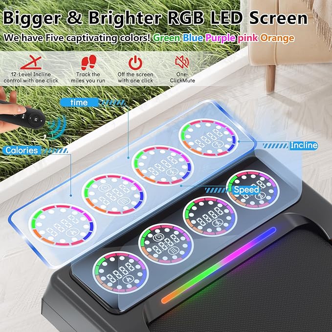Walking Pad with Handle Bar and Incline, 3 in 1 Under Desk Treadmill with Hiking Mode, 2.5HP Low Noise Walking Treadmill Pad with Remote Control,Portable Treadmills for Home Office, Led Display