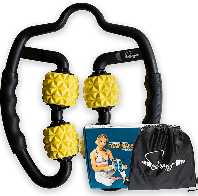 Muscle Roller for Muscles Deep Tissue/w Drawstring Gym Bag | Cellulite Remover Myofascial Massage Tool - Tennis Elbow Massager, Calf, Leg n Forearm Roller I High Density Foam Roller