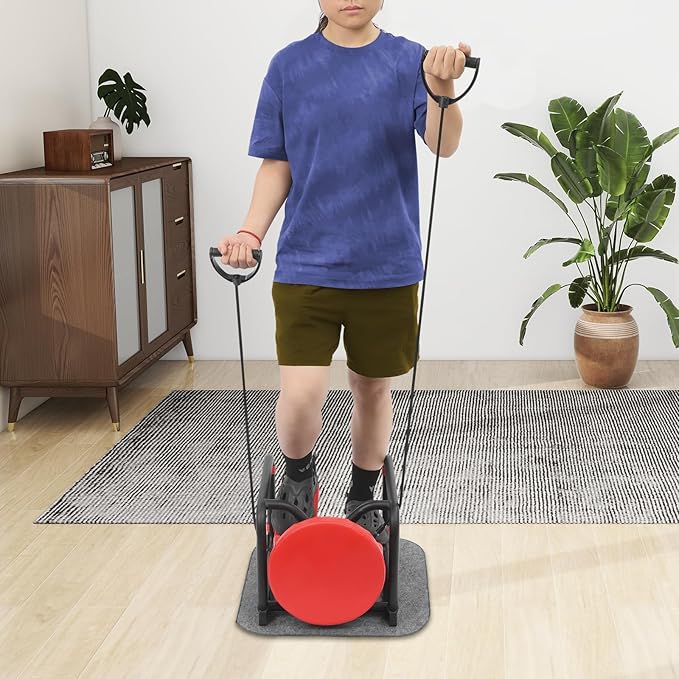 Multi Function Stepper with Seat Resistance Bands Non-Slip Mat for Home Workout Full Body Exercise Leg Arm Waist Training 330LBS Capacity Black Red