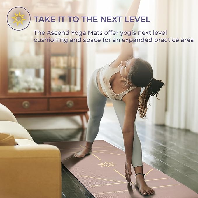 Ascend Yoga Mat - Premium 6mm Thick, 72" x 24", Solid or Reversible Print, Non Slip, Tear Resistant, Workout Mats for Pilates, Home, Studio, Fitness, Gym, Training, Floor Stretching