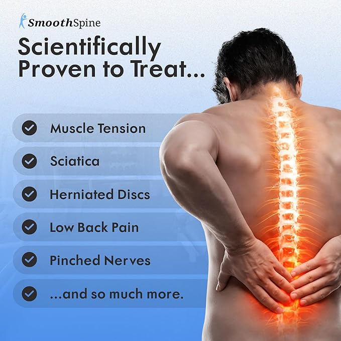 SmoothSpine Multi Therapy Pro - Back Massager Comfort Device with Heat, Massage, Air Traction, EMS & Red Light-Therapy - At-Home Relaxation & Support for Lower Back