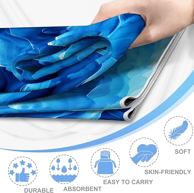 Yoga Mat Towel,Hot Yoga Towel High-Definition Pattern,Machine Washable with Ultra-Absorbent Yoga Towels for Hot Yoga Non Slip for Fitness,Exercise,Pilates,72 x 27 in,Wave