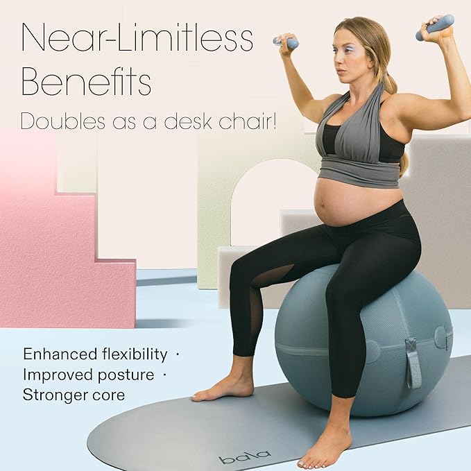 Bala Balance Ball - Exercise Ball Chair for Yoga, Pilates, Barre, Core Strengthening & Physical Therapy - Women's Gym Equipment & Workout Accessories