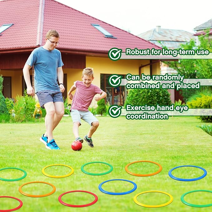 Deekin 80 Pcs Agility Rings Speed and Agility Training Rings Multicolored Exercise Speed Ring Circle Jumping Hoops for Training Toss Equipment, 15"