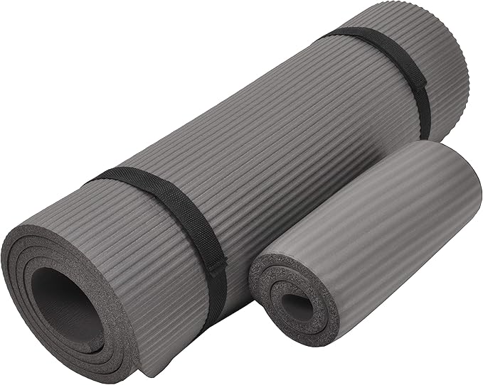 Fitvids All Purpose 1/2-Inch Extra Thick High Density Anti-Tear Exercise Yoga Mat and Knee Pad with Carrying Strap and Optional Yoga Blocks, Multiple