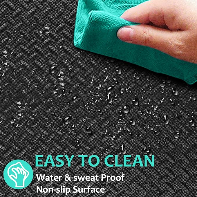 BEAUTYOVO Puzzle Exercise Mat with 12/24/48 Tiles Interlocking Foam Gym Mats, 24'' x 24'' EVA Foam Floor Tiles, Protective Flooring Mats for Gym Equipment