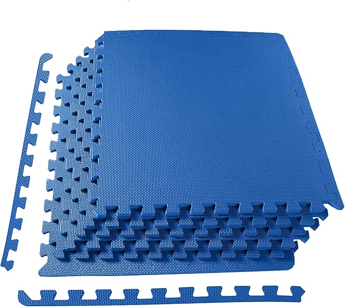 Elevon Puzzle Exercise Gym Flooring Mat, EVA Interlocking Foam Tiles Workout Mat for Home Gym, Fitness Equipment, MMA, Gymnastics, Shock-Absorbing Exercise Mat, Multi-Color