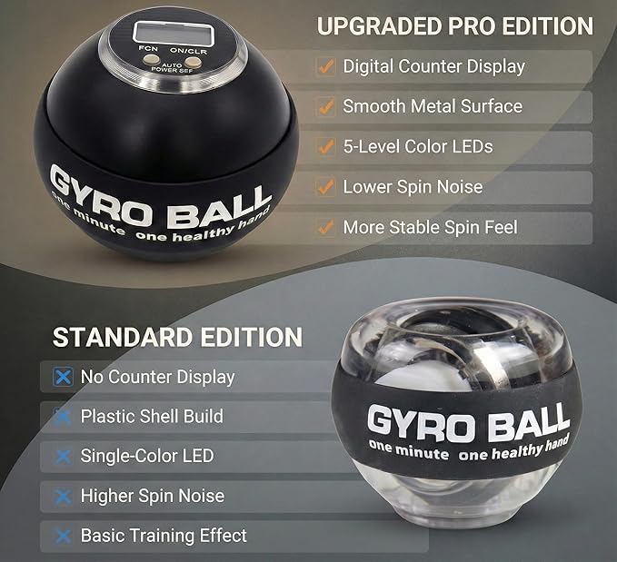 Torque Ball Hand Exerciser with Counter, 2026 Upgraded Metal Wrist Power Gyro Ball, Forearm Strengthener for Grip Strength, Gyroscopic Ball for Athletes, Gamers, Office Stress Relief