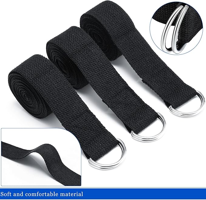 Leyndo Yoga Strap Stretching Pilates Exercise Adjustable Straps 6 ft Non Elastic Yoga Belt with Adjustable D Ring Buckle for Pilates Gym Workouts Fitness