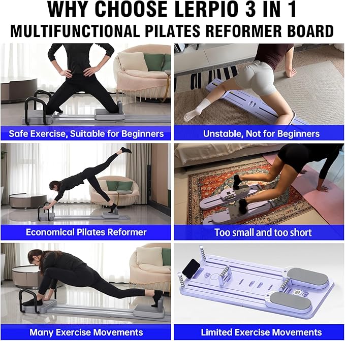 Pilates Reformer Board with 66.9'' Extended Track, Portable Pilates Reformer Machine with 3 Pairs Yoga Sock, Quick Assembly, Pilates Ski Machine for Home Workout
