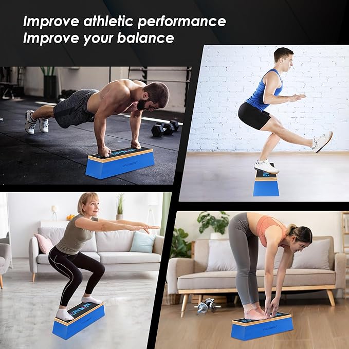 EVERYMATE Squat Block Athletic Balance Trainer for Stretching, Fitness, and Physical Therapy, Improve Balance, Stability, and Athletic Performance, Home Gym and Personal Training Equipment