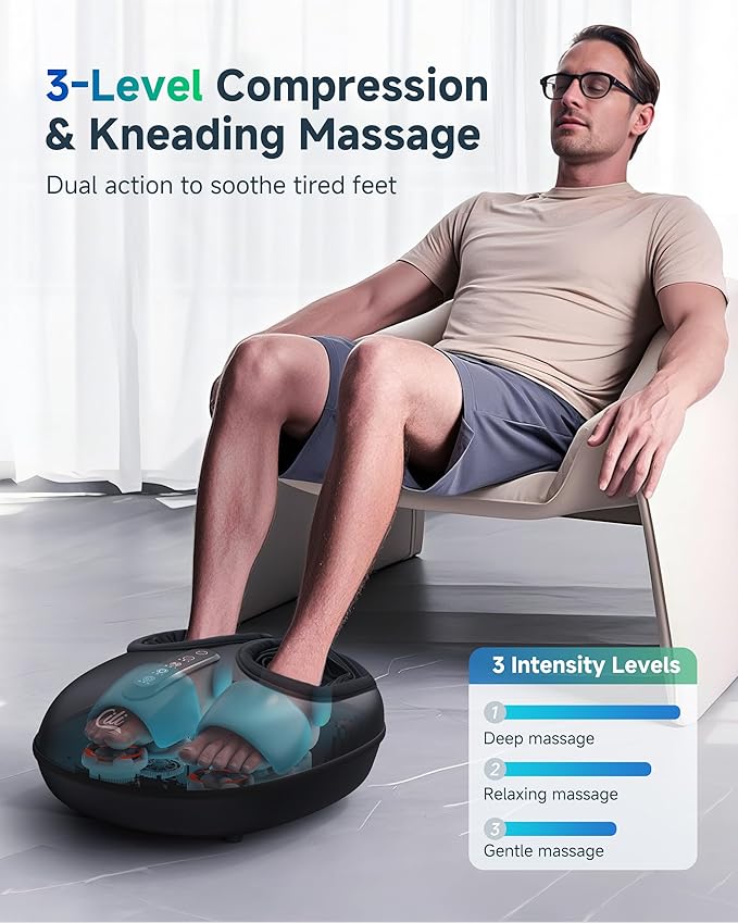 CILI Shiatsu Foot Massager with Heat and Compression, Kneading, Rolling,Electric Feet Massager for Plantar Fasciitis, Neuropathy, Feet Heater, Foot Warmer for Women, Size Up to 14"