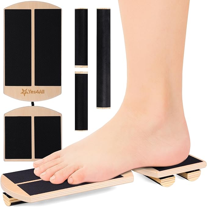 Yes4All 350LBS Professional Wooden Balance Board for Leg Workout, Anti-Slip Rocker Board, Wobble Board for Standing Desk