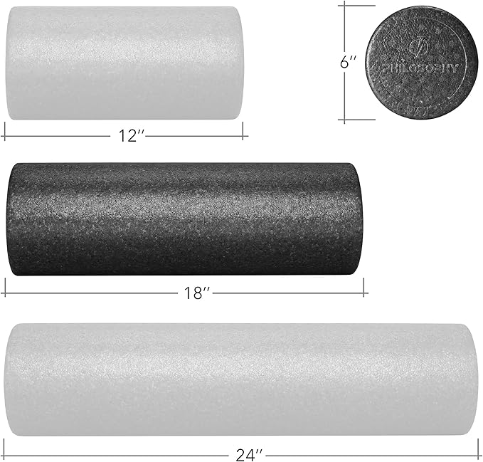 Philosophy Gym 18" High-Density Foam Roller for Exercise, Massage, Muscle Recovery - Round, Black