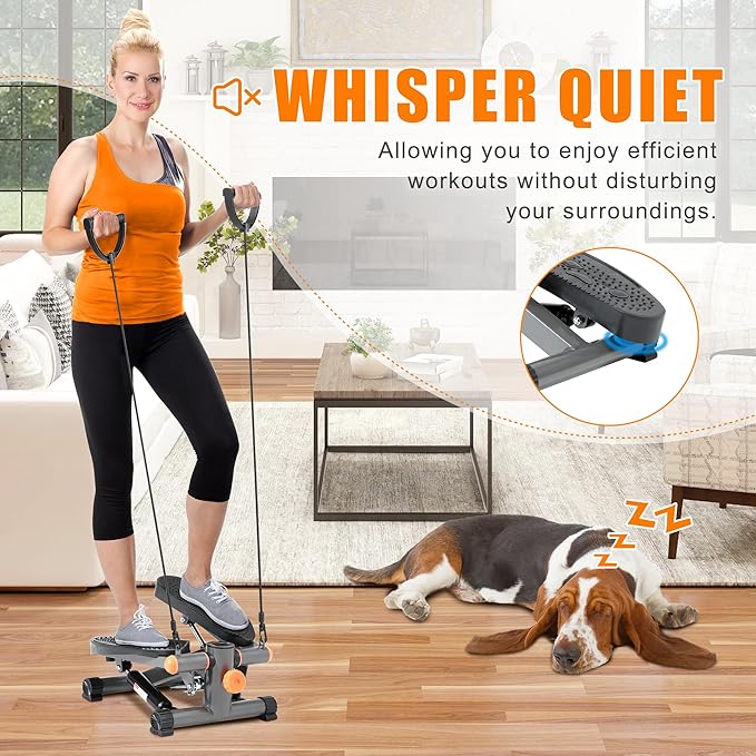 Stepper for Exercise at Home Mini Stair Stepper with Resistance Bands Exercise Equipment for Home Stair Climber Stepper Machine for Home Gym Cardio Equipment for Full Body Workout