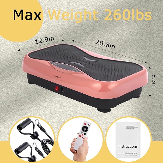 Vibration Plate Exercise Machine Vibration Platform for Weight Loss, Vibration Plate for Lymphatic Drainage Whole Body Power Shaker Home Workout Equipment