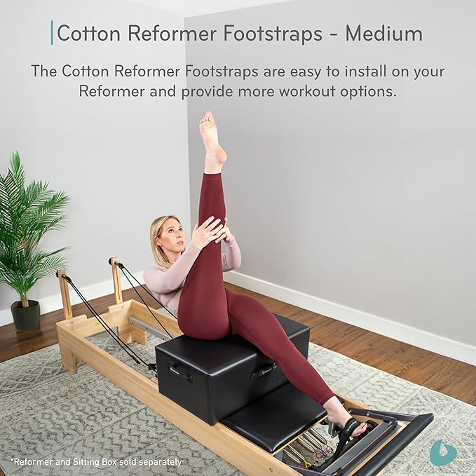 Balanced Body Medium Cotton or Padded Footstrap for Pilates Reformer, Compatible with Studio Reformer XSR or Revo Footbar, Pilates Equipment Accessory, 27.5 Inches