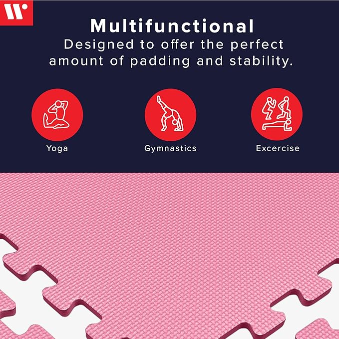 We Sell Mats 3/8" Thick Multipurpose EVA Foam Exercise Floor Mat, Interlocking Tiles, Anti-Fatigue for Home or Gym