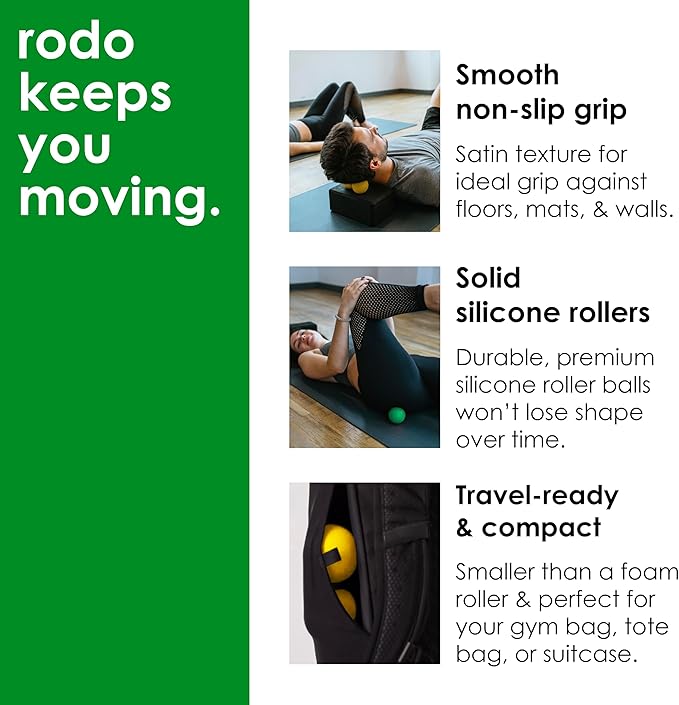 Rodo 2-in-1 Peanut & Lacrosse Ball Roller (Soft & Medium) | Fascia Massage & Mobility Tool | Deep Tissue Pain Relief | Foam Roller Alternative for Plantar Fasciitis, Hips, Back, Legs | Travel Friendly