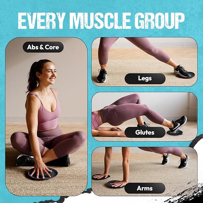 Gliding Discs for Working Out - Exercise Sliders for Carpet & Hardwood Floors 1 Pair, Authentic Workout Sliders Disc for Full Body Resistance Workout, Includes 4 Streaming Video Workouts