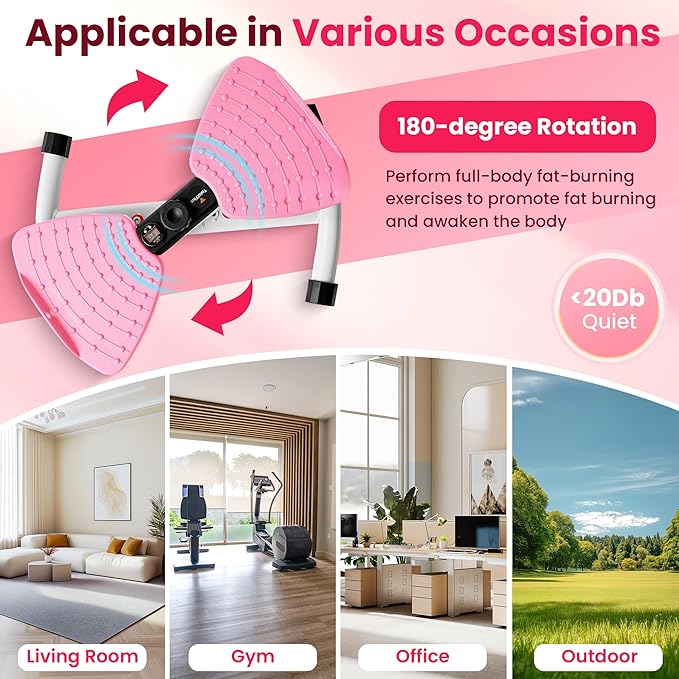 Waist Twister Machine Exercise with Digital Counter for Men and Women - Adjustable ab Twister Board for Stomach Workout - 300LB Capacity, 20dB Ultra-Quiet Noiseless Board with Extra Accessories