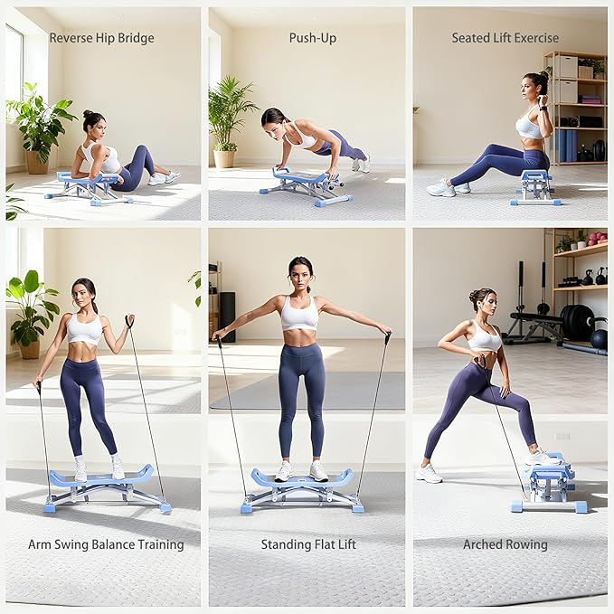 Portable Ski Balancing Machine, Ski Simulator Balance Board with Resistance Bands & LCD Monitor, Full Body Cardio Workout Stepper Exercise Machine 300 lbs Capacity, Ski Exercise Machine for Home
