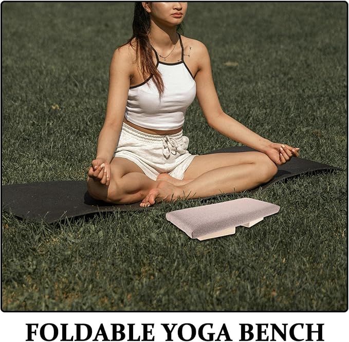 balacoo Foldable Wooden Meditation Bench for Prayer and Posture Correction, Ergonomic Seiza Stool Seat with Slant Design, Portable Yoga and Mindfulness Stool for Adults at Home and Travel
