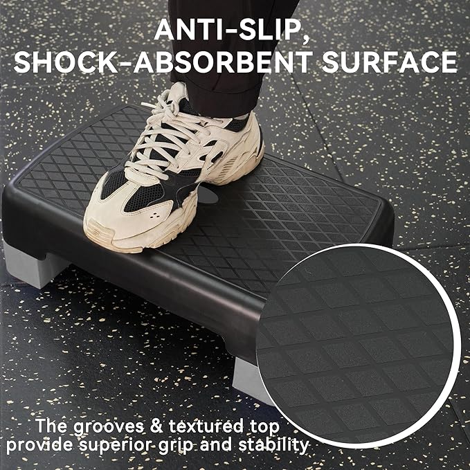 18" Aerobic Exercise Step Platform, Lightweight Portable Step Up Platform Trainer, Adjustable Height 3.9”5.9” for Home Gym