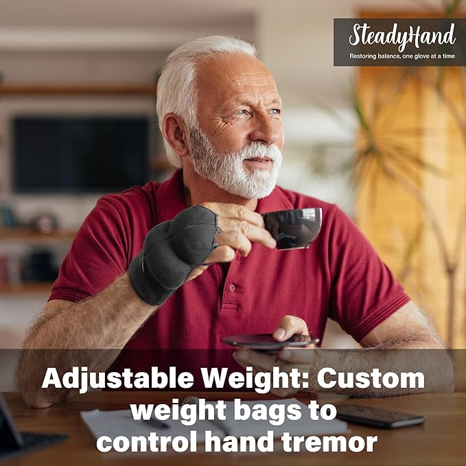 Weighted Gloves for Tremors, Wrist Weights for Hand Tremors and Parkinsons Patients, Steady Hand Adjustable Weighted Gloves (Patent Pending)