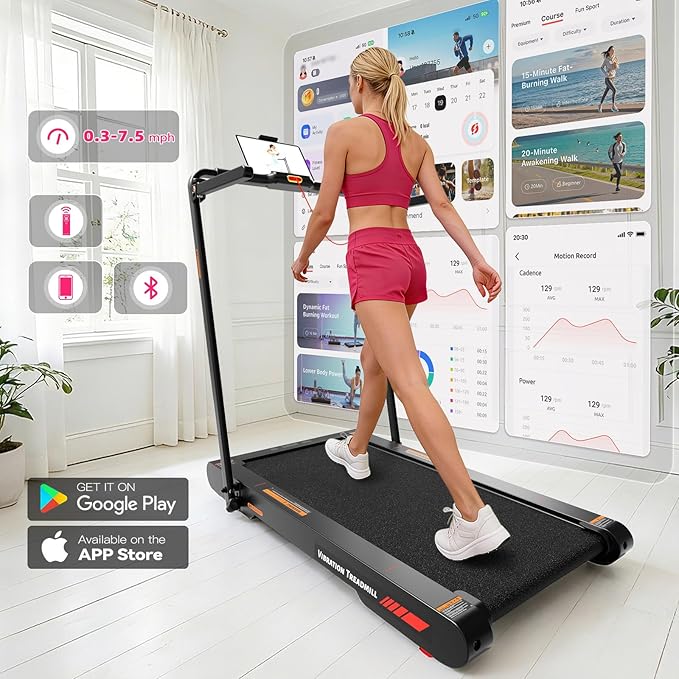 Lysole Folding Walking Pad Treadmill with Vibration&Incline,4-in-1 Under Desk Treadmills for Home&Office,350LBS Capacity,0.3-7.5MPH Speed,LED Display,Portable Treadmill with APP&Remote Control