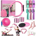 Pilates Essentials Kit for Home Women, Pilates Equipment for Workouts, 6 Fabric Resistance Bands, 12 Inch Magic Circle Yoga Ring, Mini Exercise Ball, Great Exercise Accessories