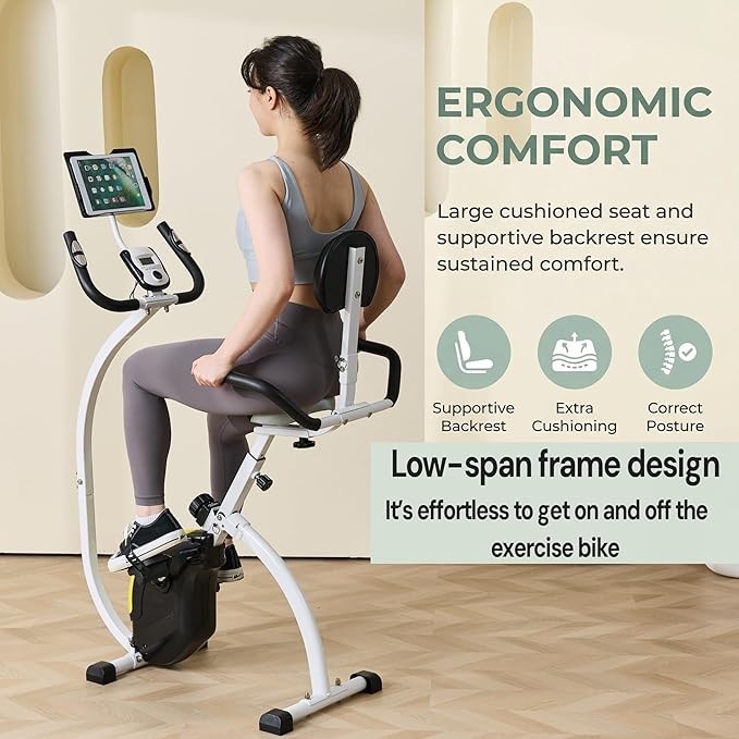 Foldable Recumbent Exercise Bike with High Backrest and Magnetic Resistance, Recumbent Exercise Bike for Home Workout，One Size-Multiple Styles Available