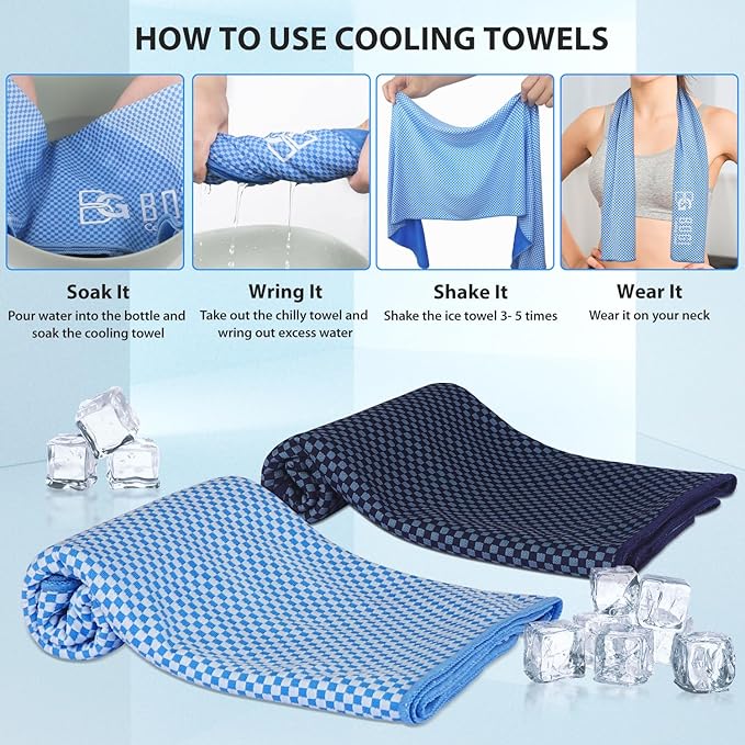 BOGI Cooling Towels for Neck and Face, Soft Breathable Cool Towel for Instant Cooling Stay Cool for Yoga, Sport, Gym, Camping, Running & More Activities