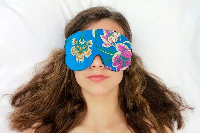 Opulence Weighted Yoga Eye Mask – Handmade Relaxation Pillow for Meditation & Savasana – Lavender Scented or Unscented, Flaxseed Filled, Satin & Velvet with Adjustable Strap