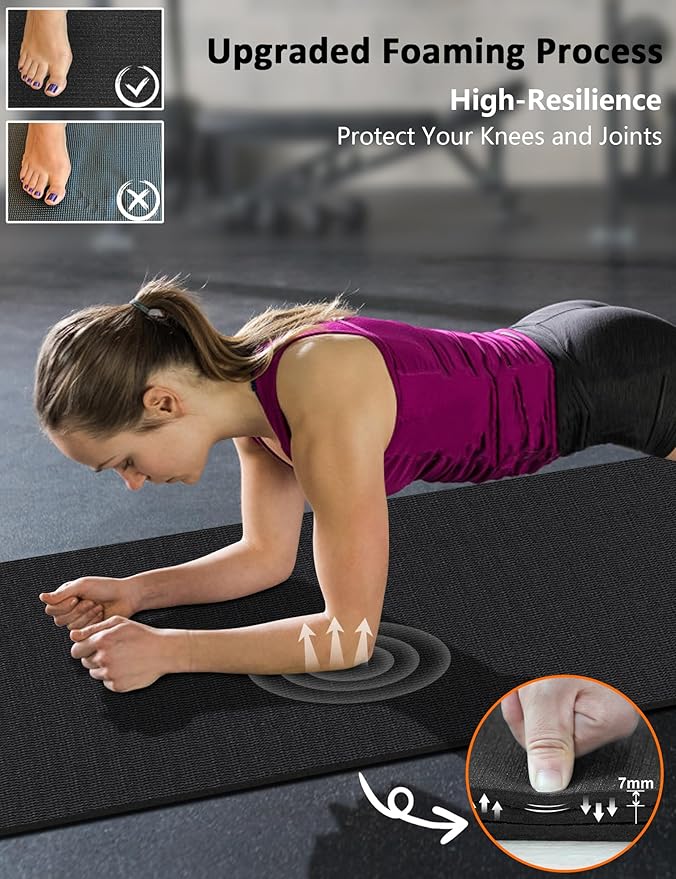 Large Workout Mat 6'x2' & 6'x4' - Home Gym Flooring for Weightlifting, Jump Rope, MMA, Yoga, Cardio, Stretch, Plyo, HIIT - Shoe-Friendly