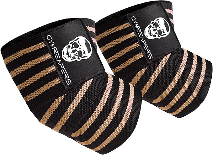 Gymreapers Weightlifting Elbow Wraps (1 Pair) - Flexible 40'' Elbow Compression Strap & Joint Support Brace - for Bench Press, Powerlifting, and Pressing
