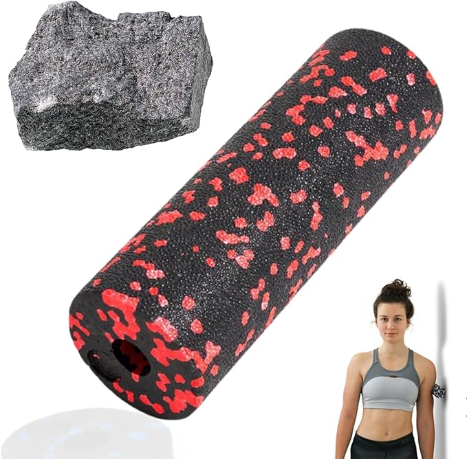 Mini Massage Foam Roller High Density - 100% Recycled Non-Toxic Material - Portable Pocket-Sized for Travel - Foot Arch,Legs & Arms Pain Target - Waterproof and Durable 15x6cm(Red)