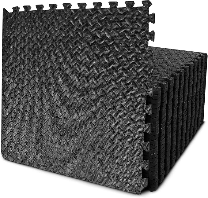 BEAUTYOVO Puzzle Exercise Mat with 12/24/48 Tiles Interlocking Foam Gym Mats, 24'' x 24'' EVA Foam Floor Tiles, Protective Flooring Mats for Gym Equipment