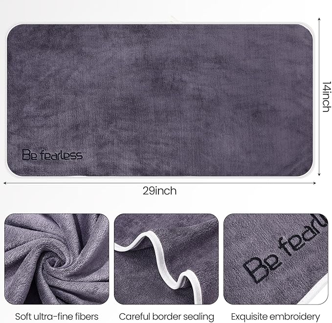 Peryiter 15 Pcs Microfiber Gym Towels Set for Men and Women, Soft Be Fearless Sweat Workout Towels for Yoga Sports Exercise Fitness Bath Home Cycling Swimming Camping, 30" x 14", 5 Colors
